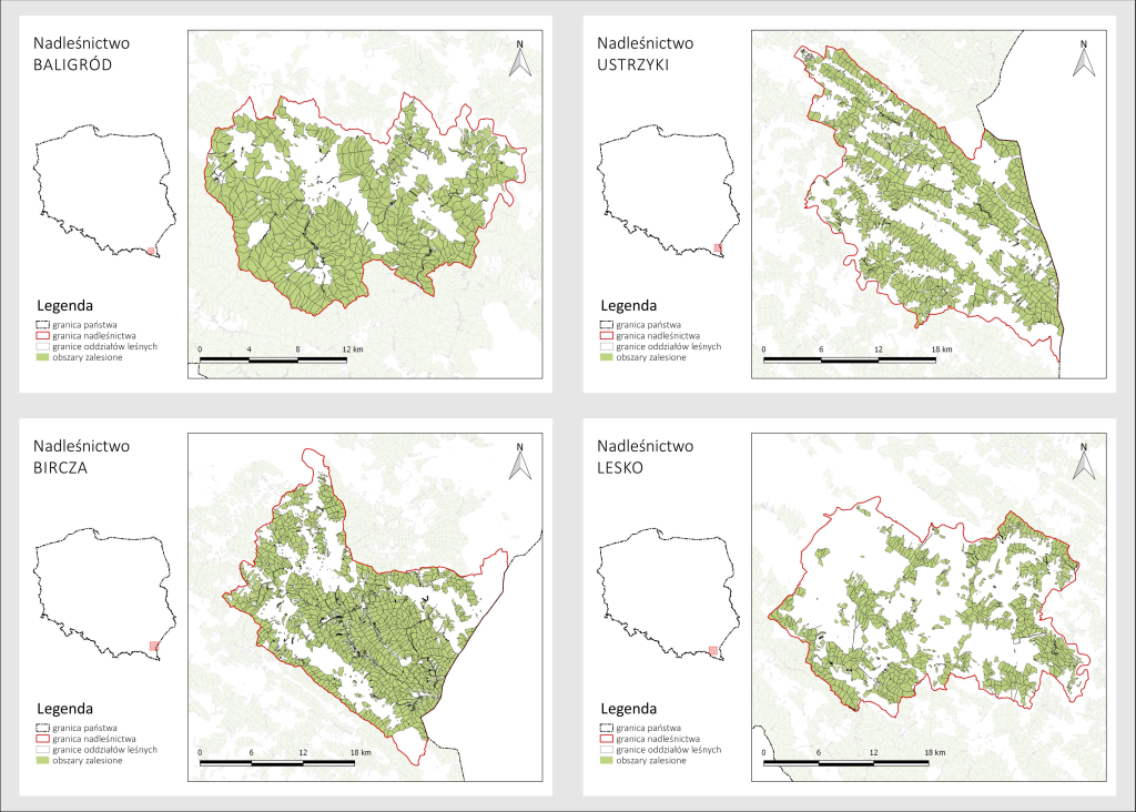 Mapy wykonane przy pomocy funkcji Atlas w QGIS